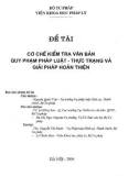 Cơ chế kiểm tra văn bản quy phạm pháp luật- thực trạng và giải pháp hoàn thiện