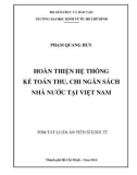 Tóm tắt Luận án Tiến sĩ Kinh tế: Hoàn thiện hệ thống kế toán thu, chi ngân sách nhà nước tại Việt Nam