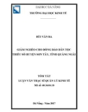 Tóm tắt luận văn Thạc sĩ: Giảm nghèo cho đồng bào dân tộc thiểu số huyện Sơn Tây, tỉnh Quảng Ngãi