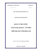 Luận văn thạc sĩ Quản lý công: Quản lý nhà nước về di tích lịch sử - văn hóa trên địa bàn tỉnh Đắk Lắk