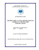 Luận văn Thạc sĩ Kinh tế: Chi tiêu công và tăng trưởng kinh tế, nghiên cứu trường hợp tỉnh Sóc Trăng