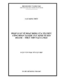 Luận văn Thạc sĩ Luật học: Pháp luật về hoạt động của tổ chức công đoàn tại khu vực kinh tế dân doanh – Thực tiễn tại Cà Mau