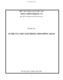 Tiểu luận: Vị thế Việt Nam trong cộng đồng ASEAN