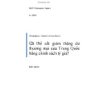 Tiểu luận: Có thể cắt giảm thặng dư thương mại của Trung Quốc bằng chính sách tỷ giá?