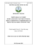 Tóm tắt Luận án Tiến sĩ Dược học: Triển khai can thiệp dược lâm sàng vào việc sử dụng hợp lý imipenem và meropenem tại Bệnh viện Đa khoa tỉnh Phú Thọ