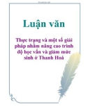 Luận văn: Thực trạng và một số giải pháp nhằm nâng cao trình độ học vấn và giảm mức sinh ở Thanh Hoá