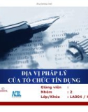 Tiểu luận: Địa vị pháp lý của tổ chức tín dụng