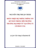 Luận văn Thạc sĩ Kinh tế: Hoàn thiện hệ thống thông tin kế toán trong môi trường thương mại điện tử tại Công ty cổ phần VNG