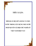 TIỂU LUẬN: MỐI QUAN HỆ GIỮA ĐẢNG VÀ NHÀ NƯỚC TRONG XÂY DỰNG NHÀ NƯỚC PHÁP QUYỀN XÃ HỘI CHỦ NGHĨA Ở VIỆT NAM HIỆN NAY