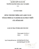 Luận án Tiến sĩ Khoa học hóa học: Dùng trypsin thêm axít amin tách tế bào phôi gà và đánh giá sự phát triển các tế bào đó