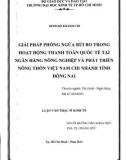 Luận văn Thạc sĩ Tài chính ngân hàng: Giải pháp phòng ngừa rủi ro trong hoạt động thanh toán quốc tế tại Ngân hàng Nông nghiệp và Phát triển Nông thôn Việt Nam - Chi nhánh tỉnh Đồng Nai