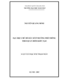 Luận văn Thạc sĩ Sư phạm Toán: Dạy học chủ đề dãy số ở trường phổ thông theo quan điểm kiến tạo