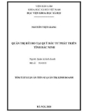 Tóm tắt luận án Tiến sĩ Quản trị kinh doanh: Quản trị rủi ro tại Quỹ Đầu tư phát triển tỉnh Bắc Ninh