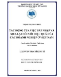 Luận văn Thạc sĩ Kinh tế: Tác động của việc sáp nhập và mua lại đối với hiệu quả của các doanh nghiệp ở Việt Nam