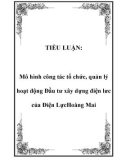 TIỂU LUẬN: Mô hình công tác tổ chức, quản lý hoạt động Đầu tư xây dựng điện lưc của Điện LựcHoàng Mai