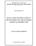 Luận văn Thạc sĩ Kinh tế: Quản lý thuế thu nhập cá nhân từ chuyển nhượng vốn, chuyển nhượng cổ phần tại tỉnh Đồng Tháp