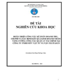 Đề tài nghiên cứu khoa học: Hoàn thiện công tác kế toán doanh thu, chi phí và xác định kết quả kinh doanh nhằm tăng cường công tác quản lý tài chính tại công ty TNHH MTV vật tư và vận tải ITASCO