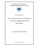 Luận văn Thạc sĩ Kinh tế: Nâng cao hiệu quả sản xuất kinh doanh của Công ty TNHH Đồ gỗ mỹ nghệ Sài Gòn Xinh