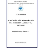 Luận văn Thạc sĩ Kinh tế: Nghiên cứu mức độ truyền dẫn của tỷ giá đến lạm phát tại Việt Nam