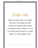 Luận văn: MỘT SỐ NHẬN XÉT VÀ Ý KIẾN ĐỀ XUẤT VỀ CÔNG TÁC KẾ TOÁN VỐN BẰNG TIỀN, TSCĐ, LAO ĐỘNG TIỀN LƯƠNG VÀ VẬT TƯ HÀNG HOÁ Ở CÔNG TY TNHH ĐIỆN TỬ VIỄN THÔNG I-ETC