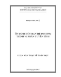 Luận văn Thạc sĩ Toán học: Ổn định hữu hạn hệ phương trình vi phân tuyến tính