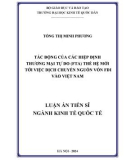 Luận án Tiến sĩ Kinh tế quốc tế: Tác động của các hiệp định thương mại tự do (FTA) thế hệ mới tới việc dịch chuyển nguồn vốn FDI vào Việt Nam