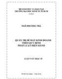 Luận văn Thạc sĩ Luật Kinh tế: Quản trị bí mật kinh doanh theo quy định pháp luật hiện hành