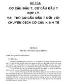 TIỂU LUẬN: CƠ CẤU ĐẦU TƯ, CƠ CẤU ĐẦU TƯ HỢP LÝ. VAI TRÒ CƠ CẤU ĐẦU TƯ ĐỐI VỚI CHUYỂN DỊCH CƠ CẤU KINH TẾ