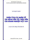 Luận văn Thạc sĩ Kinh tế: Phân tích các yếu tố tác động đến cấu trúc vốn của các doanh nghiệp Việt Nam