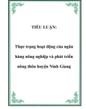 TIỂU LUẬN: Thực trạng hoạt động của ngân hàng nông nghiệp và phát triển nông thôn huyện Ninh Giang