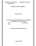 Summary of PhD thesis in Law: Law on state support for small and medium enterprises in Vietnam today