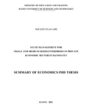 Summary of Economics PhD thesis: State management for small and medium-sized enterprises in private economic sector in Hanoi city