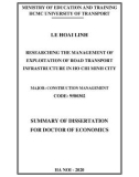 Summary of dissertation for doctor of economics: Researching the management of exploitation of road transport infrastructure in Ho Chi Minh city