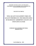 Summary of Economic Doctoral dissertation: Total quality management (TQM) and quality performance - The mediating role of technology absorption capacity and innovative culture