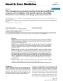 báo cáo khoa học: Pain management procedures used by dental and maxillofacial surgeons: an investigation with special regard to odontalgia