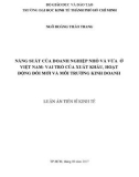 Luận án Tiến sĩ Kinh tế: Năng suất của doanh nghiệp nhỏ và vừa ở Việt Nam: Vai trò của xuất khẩu, hoạt động đổi mới và môi trường kinh doanh