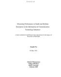 Master's thesis of Engineering: Measuring performance in small and medium enterprises in the information and communication technology industries