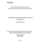 Doctoral thesis of Philosophy: Exploring human resource management practices: an empirical study of the performing arts companies in Australia