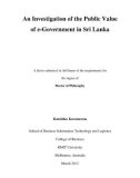 Doctoral thesis of Philosophy: An investigation of the public value of e-government in Sri Lanka