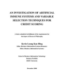 Doctoral thesis of Philosophy: Investigation of artificial immune systems and variable selection techniques for credit scoring