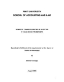 Doctoral thesis of Philosophy: Domestic transfer pricing in services: A value chain framework