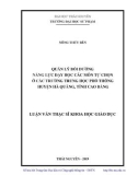 Luận văn Thạc sĩ Khoa học giáo dục: Quản lý bồi dưỡng năng lực dạy học các môn tự chọn ở các trường THPT huyện Hà Quảng, tỉnh Cao Bằng