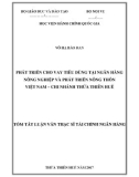 Tóm tắt Luận văn thạc sĩ Tài chính Ngân hàng: Phát triển cho vay tiêu dùng tại Ngân hàng Nông Nghiệp và Phát triển Nông thôn Việt Nam – Chi nhánh Thừa Thiên Huế