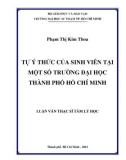 Luận văn Thạc sĩ Tâm lý học: Tự ý thức của sinh viên tại một số trường đại học thành phố Hồ Chí Minh