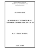 Luận văn Thạc sĩ Kinh tế: Quản lý thu ngân sách nhà nước của thành phố Tuyên Quang, tỉnh Tuyên Quang