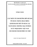 Luận văn Thạc sĩ Kinh tế: Các nhân tố ảnh hưởng đến rủi ro tín dụng trong hoạt động kinh doanh thẻ tín dụng tại Ngân hàng thương mại cổ phần Xuất nhập khẩu Việt Nam chi nhánh thành phố Cần Thơ