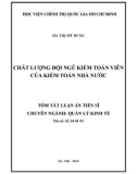 Tóm tắt Luận án Tiến sĩ: Chất lượng đội ngũ kiểm toán viên của kiểm toán nhà nước