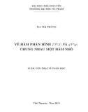 Luận văn Thạc sĩ Toán học: Về hàm phân hình f'P'(f) và g'P'(g) chung nhau một hàm nhỏ