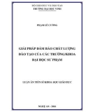 Luận án Tiến sĩ Khoa học giáo dục: Giải pháp đảm bảo chất lượng đào tạo của các trường/khoa Đại học Sư phạm