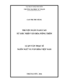 Luận văn Thạc sĩ Ngôn ngữ và văn hóa Việt Nam: Truyện ngắn Nam Cao từ góc nhìn văn hóa nông thôn